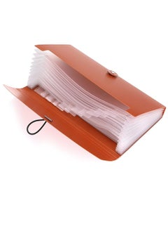 Oasisgalore Expanding File Folder -13 Pockets Small Accordion File Folder, Expandable Card Ticket Holder, Brown.  - Image 5
