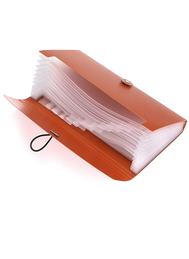 Oasisgalore - Expanding File Folder -13 Pockets Small Accordion File Folder, Expandable Card Ticket Holder, Brown. - Image 1