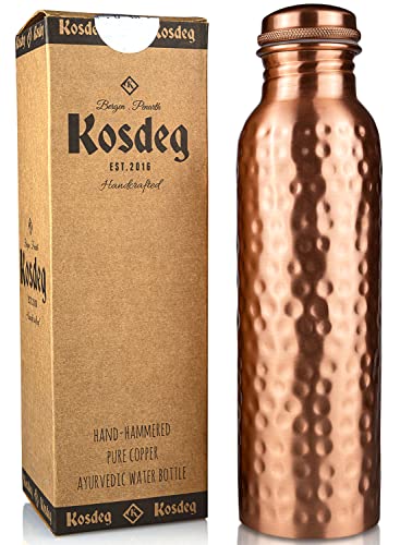Kosdeg Copper Water Bottle  34 Oz Extra Large  A Hammered Ayurvedic Pure Copper Vessel For Drinking  Drink More Water Lower Your Sugar Intake And Enjoy The Health Benefits Immediately