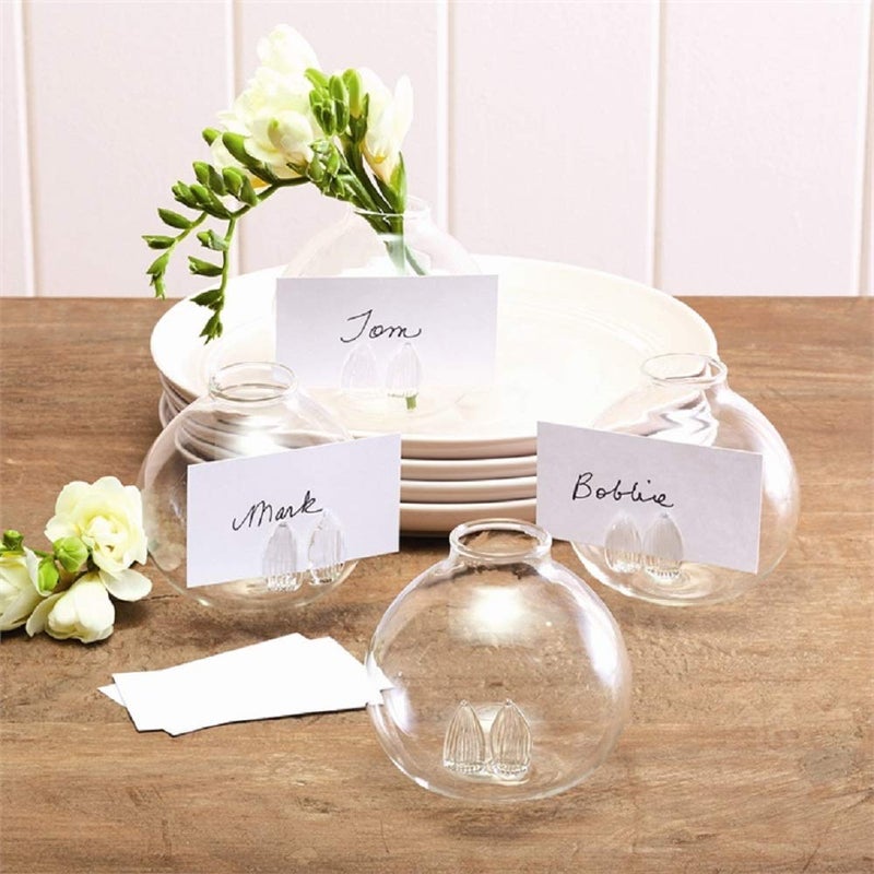 Two's Company Two's Company Seated Bud Vase/place Card Holders-Set of 4  3 inches Height x 3.5 inches Diameter  Clear 