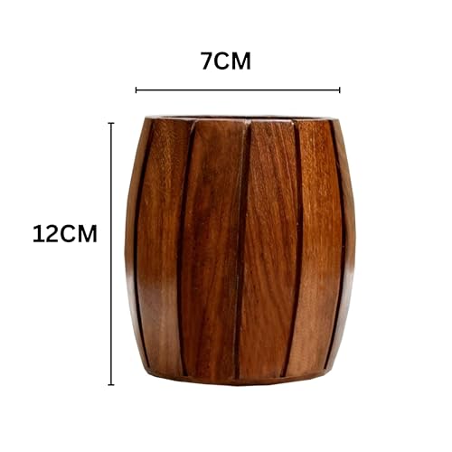 Decorlay Wooden Barrel Shaped Cutlery Holder/Spoon Holder/Utensils Jar Brown (Pack of 2) - Image 3