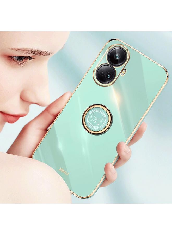 اس-توب جراب لهاتف Realme 10 Pro+ من XINLI، جراب هاتف TPU مطلي بالكهرباء 6D بحافة مستقيمة مع حامل حلقي - Image 5