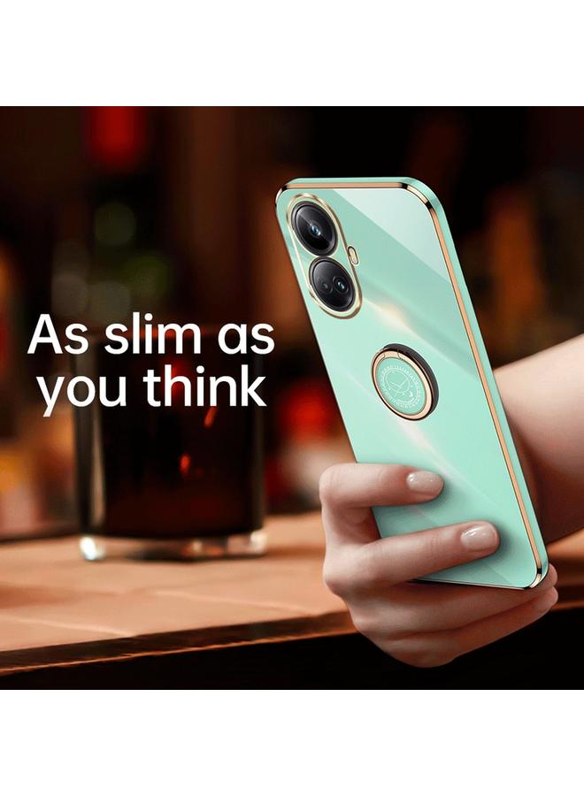 اس-توب جراب لهاتف Realme 10 Pro+ من XINLI، جراب هاتف TPU مطلي بالكهرباء 6D بحافة مستقيمة مع حامل حلقي - Image 2