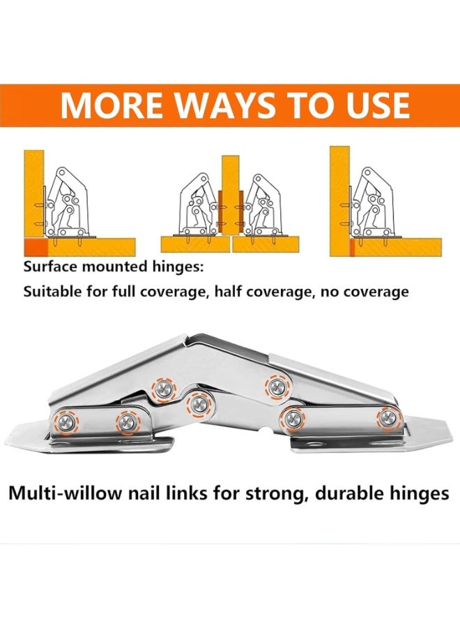 4-Piece Cabinet Hinges, 90° Stainless Steel Corner Hinges with Screws, for Kitchen Cabinets, Furniture and Doors - Image 5