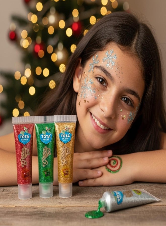 Tota Glitter Gel - Non Toxic Face Paint and Body Paint | Glitter Gel Holi Colour Paint for Holi Party Decoration Halloween Party Theatre Drama Photoshoot and More - Set of 5 Shiny Glow Tubes - Image 5