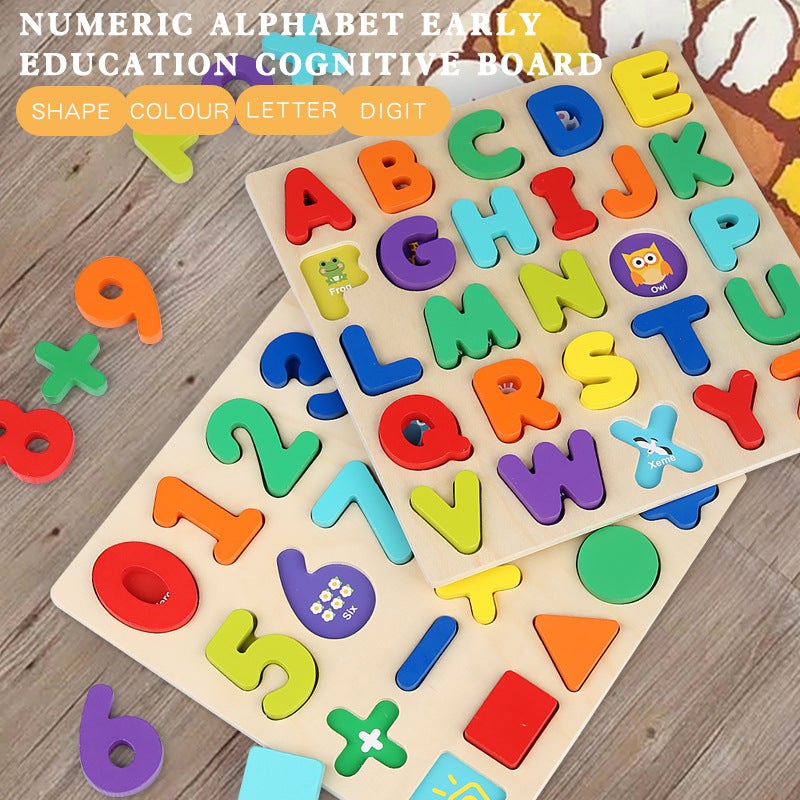 Children'S Wooden Digital Board Puzzle Puzzle Puzzle Geometric Shape Matching Hand Grip Panel Enlightenment Educational Toys - Image 2