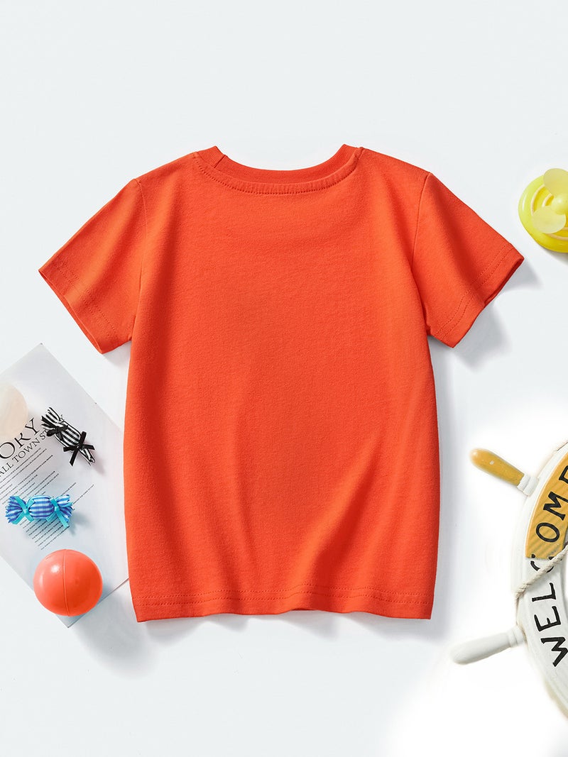 Summer Children'S Short-Sleeved T-Shirt Boys Round Neck Half-Sleeved Cartoon Excavator Printed Boys Summer - Image 3
