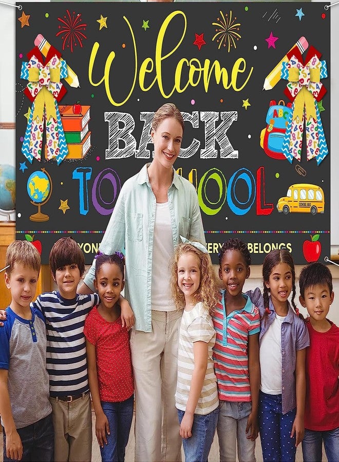 On-Airstore Large Back to School Wreath Bows Yellow Blue Wave Strips Numbers Burlap Linen Bows for Wreaths, School Theme Tree Topper Bows for First Day of School Indoor Outdoor Decoration Wreath Ornament Supplies - Image 3