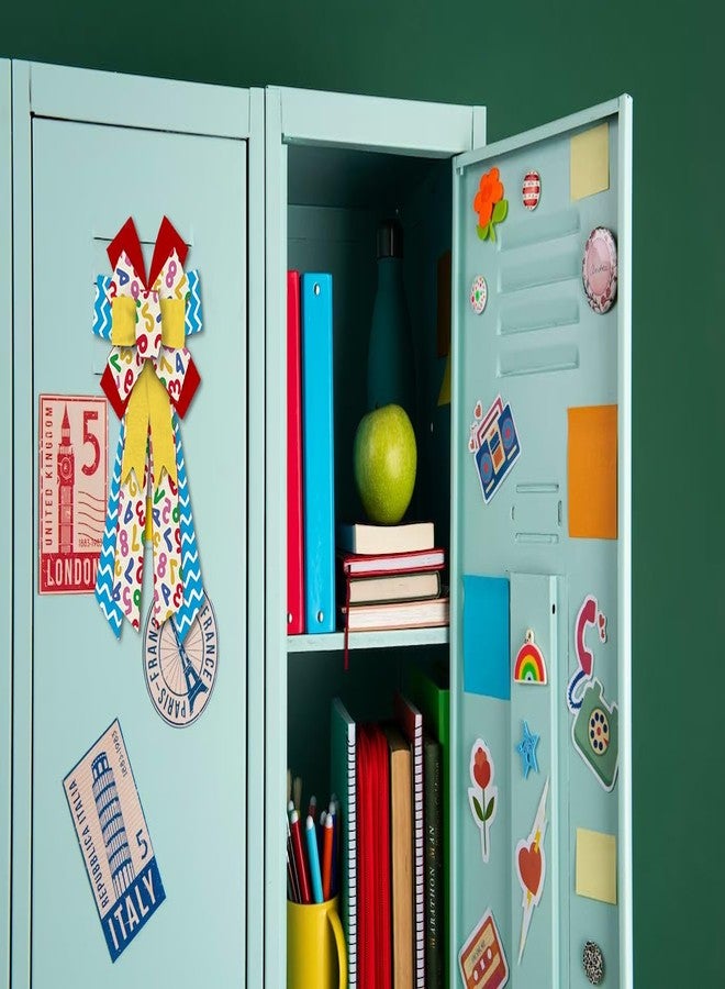 On-Airstore Large Back to School Wreath Bows Yellow Blue Wave Strips Numbers Burlap Linen Bows for Wreaths, School Theme Tree Topper Bows for First Day of School Indoor Outdoor Decoration Wreath Ornament Supplies - Image 4