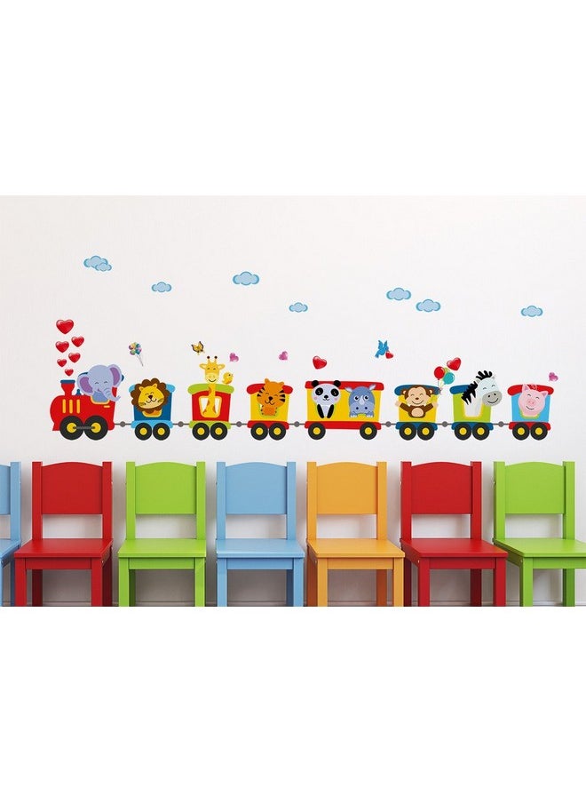 Decals Design Decals Design 'Train of Joy with All Animals in it and Love' Wall Sticker (PVC Vinyl, 50 cm x 70 cm x 1 cm)  - Image 1