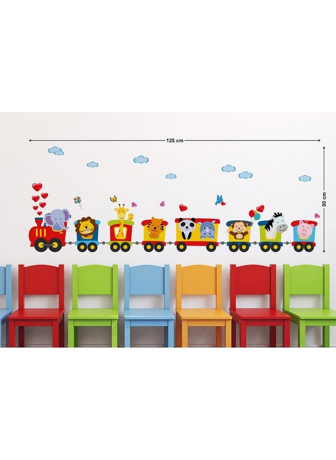 Decals Design Decals Design 'Train of Joy with All Animals in it and Love' Wall Sticker (PVC Vinyl, 50 cm x 70 cm x 1 cm)  - Image 2