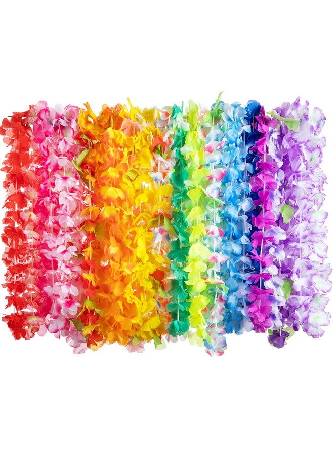 JOYIN 120 Counts Hawaiian Leis Bulk, Colorful Tropical Flower Leis for Kids Adults Hawaiian Beach Luau Party Favors Decorations - Image 1