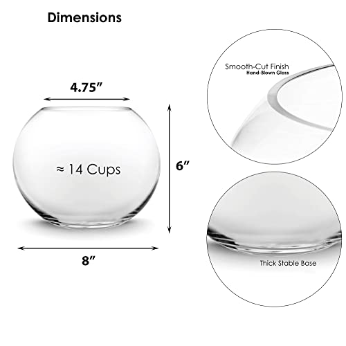 CYS EXCEL Glass Bubble Bowl (H-6" W-8", Approx. 3/4 Gal.) Small Fish Bowl Round Terrarium Vase Globe Flower Centerpiece for Weddings Events Arrangements - Image 2