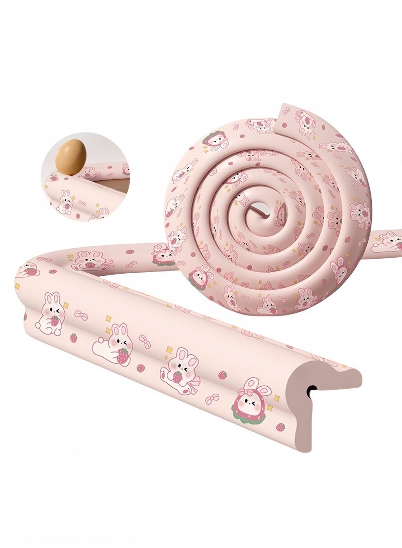 وسائد إسفنجية واقية للأطفال بطول 6.6 قدم، لحماية حواف الأثاث والمدافئ، ووسائد لحواف الطاولات، وأغطية للزوايا (بنقشة أرنب وردي) - Image 1