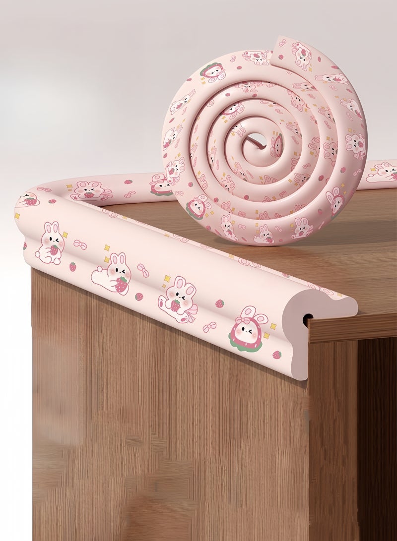 وسائد إسفنجية واقية للأطفال بطول 6.6 قدم، لحماية حواف الأثاث والمدافئ، ووسائد لحواف الطاولات، وأغطية للزوايا (بنقشة أرنب وردي) - Image 2
