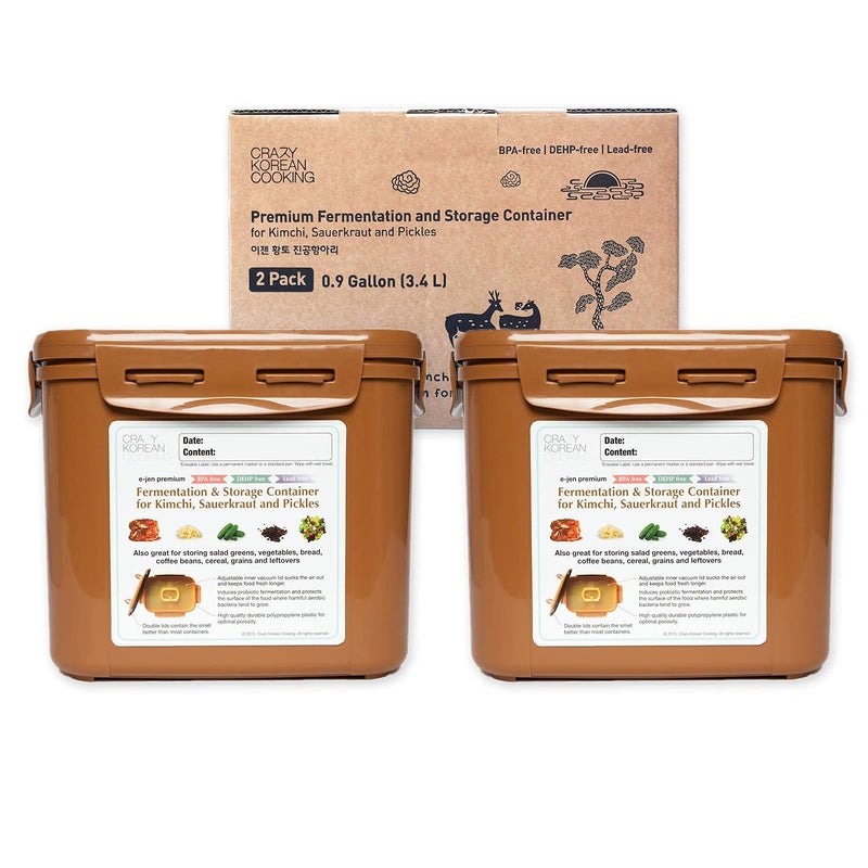 Crazy Korean Cooking Authentic Crazy Korean Cooking Kimchi Container 0.9 Gal (3.4L) 2 PACK - Image 2