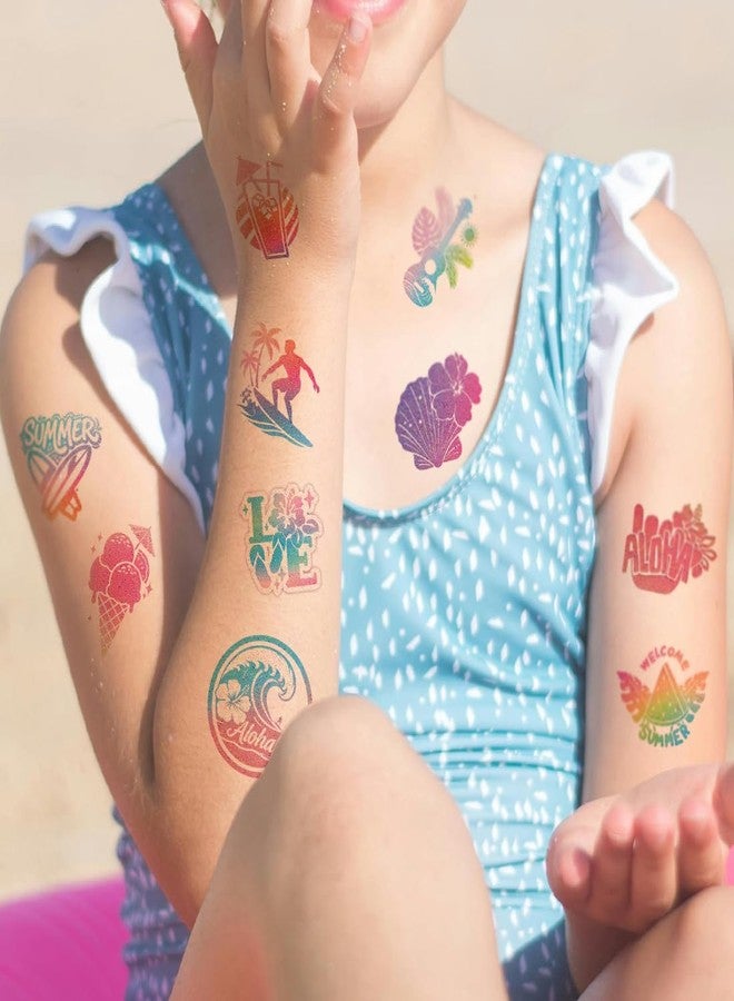 CHARLENT Glitter Summer Hawaiian Temporary Tattoos for Kids - Image 4