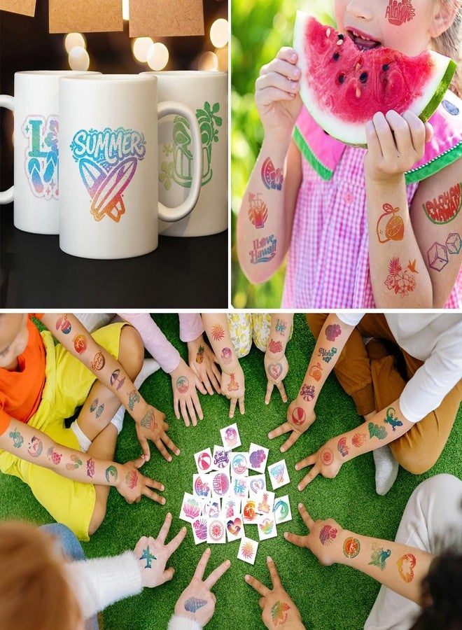 CHARLENT Glitter Summer Hawaiian Temporary Tattoos for Kids - Image 5