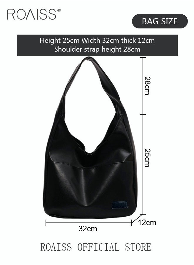 roaiss - Women's Large Capacity Commuter Bag Tote Bag Simple Solid Color PU Material - Image 1