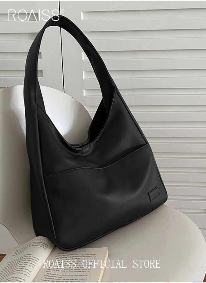 roaiss - Women's Large Capacity Commuter Bag Tote Bag Simple Solid Color PU Material - Image 1