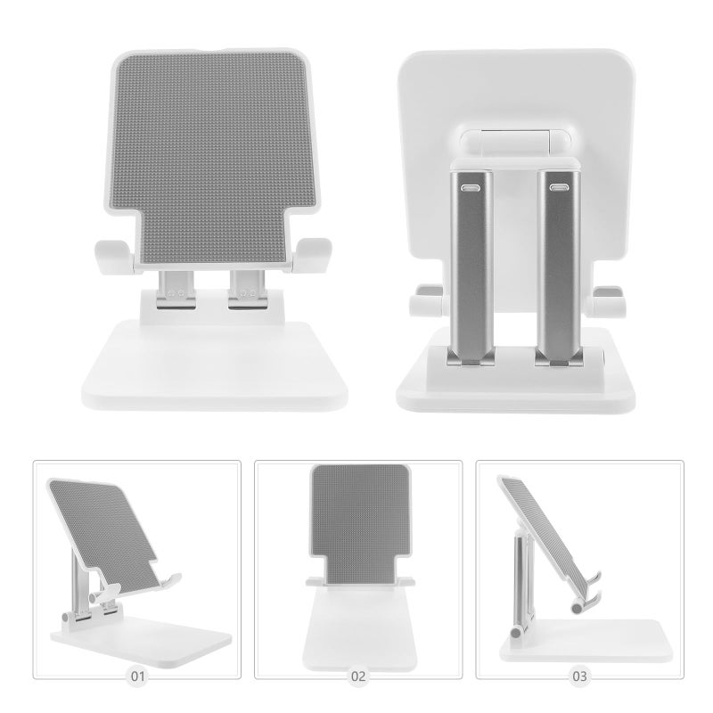 حامل لوحي قابل للتعديل من الألومنيوم قابل للطي مع دوران مزدوج المفصل حامل مكتبي باللون الأبيض اللؤلؤي - Image 4