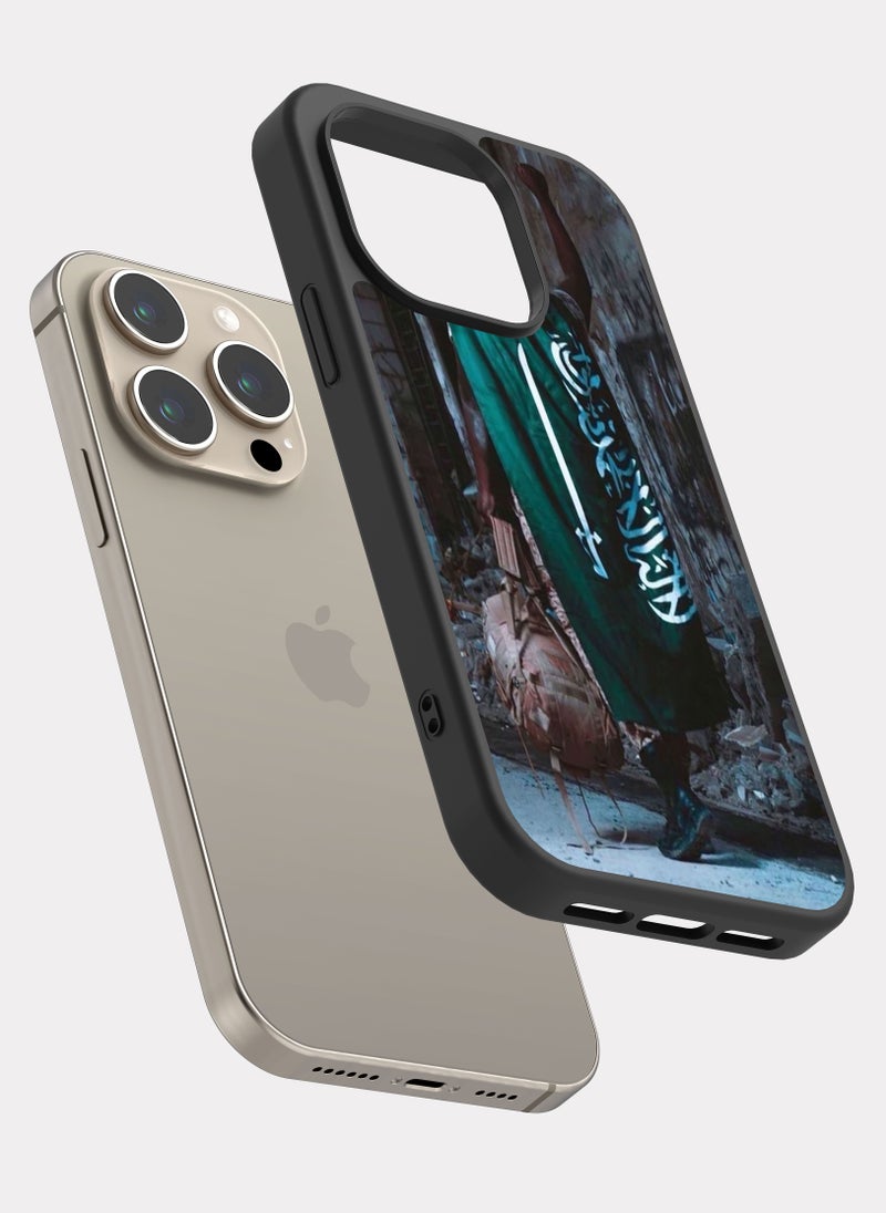 PXLAAT iPhone 15 Pro case cover Saudi Soldier with Flag  - Image 2