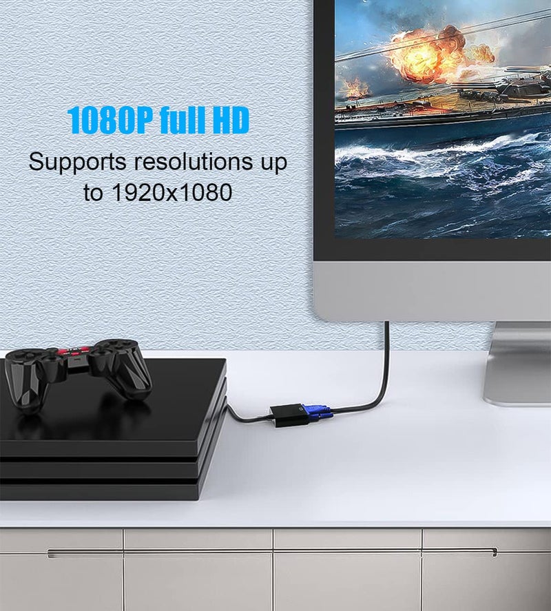 QINGLER HDMI to VGA, Gold-Plated HDMI to VGA Adapter (Male to Female) for Computer, Desktop, Laptop, PC, Monitor, Projector, HDTV, Chromebook, Raspberry Pi, Roku, Xbox and More - Black, 3 Pack - Image 5