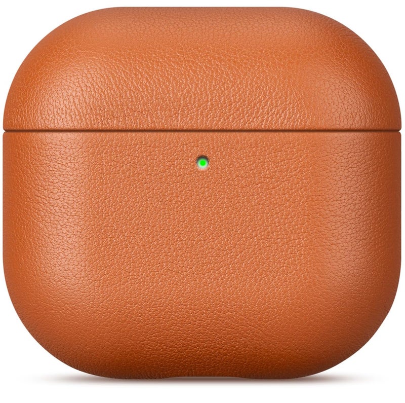 Lopie حافظة لويبي اليدوية لسماعات AirPods 4 / AirPods 4 مع حافظة جلدية لإلغاء الضوضاء النشطة، مغلفة بالكامل بجلد عالي الجودة، غلاف صلب واقي لسماعات AirPods الجيل 4 - بني - Image 1