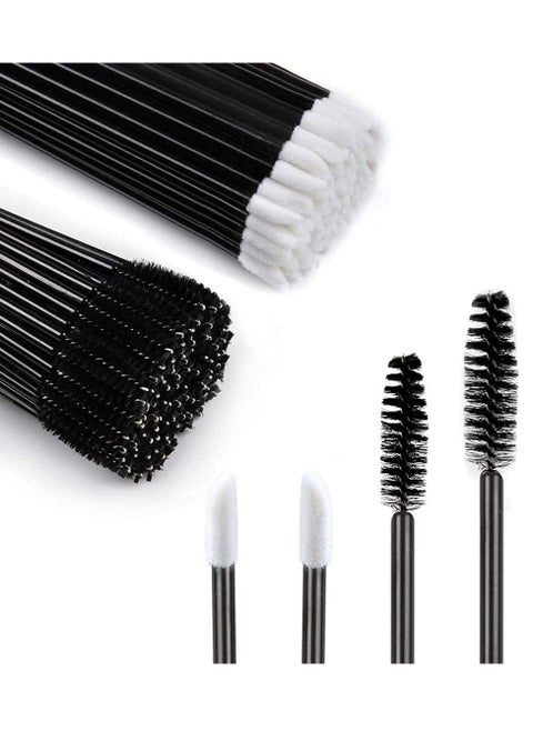 200 Makeup Applicators Set with 100 Lipstick Wands and 100 Mascara Brushes for Eyelash and Eyebrow Extensions