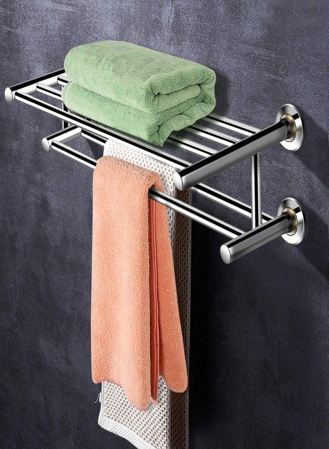 HOMGX Towel Rack Bar, Wall Mounted Stainless Steel Metal Towel Bar, Bathroom Shelf Double Towel Bar Holder, Organizer Towel Shelf Holder Storage Rail for Bathroom 24'' - Image 3
