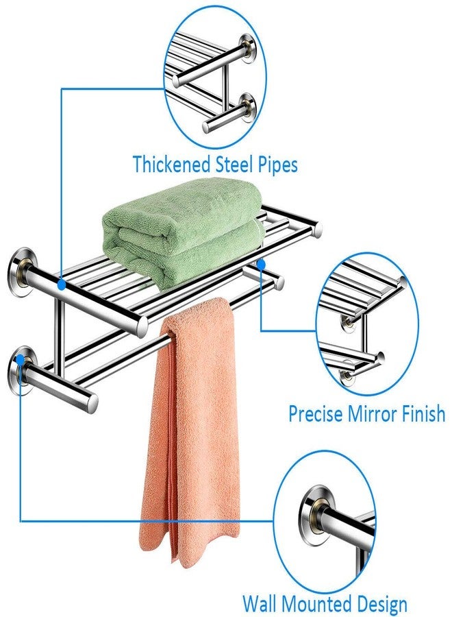 HOMGX Towel Rack Bar, Wall Mounted Stainless Steel Metal Towel Bar, Bathroom Shelf Double Towel Bar Holder, Organizer Towel Shelf Holder Storage Rail for Bathroom 24'' - Image 4