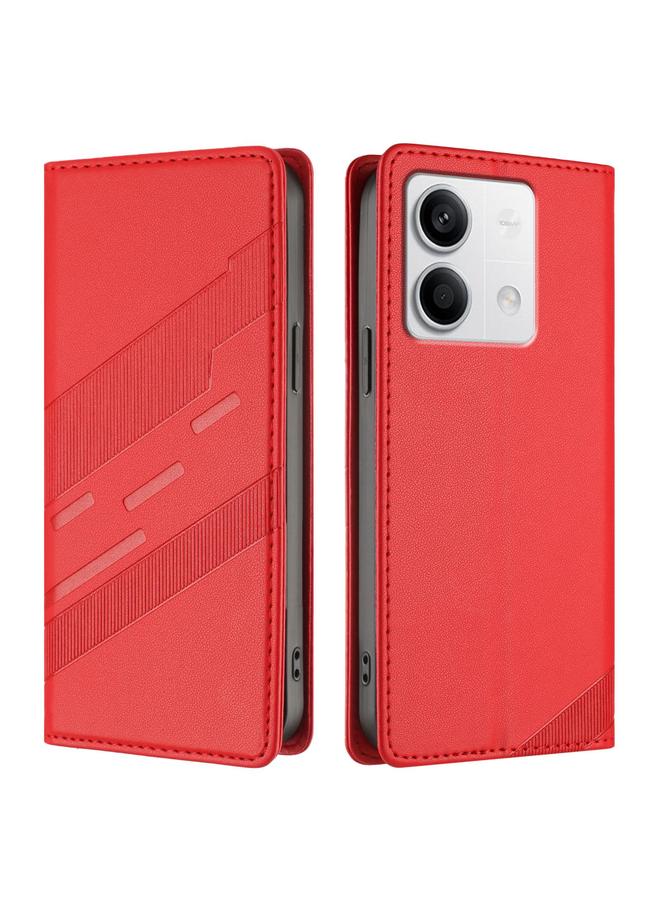 اس-توب جراب لهاتف Redmi Note 13 5G محفظة جلدية متعددة الوظائف منقوشة بتصميم كلاسيكي - Image 2