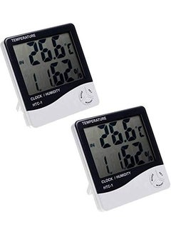 FStyler FStyler HTC ClockNew Hygrometer Humidity Meter with Temp and Clock Display Digital Thermometer White 