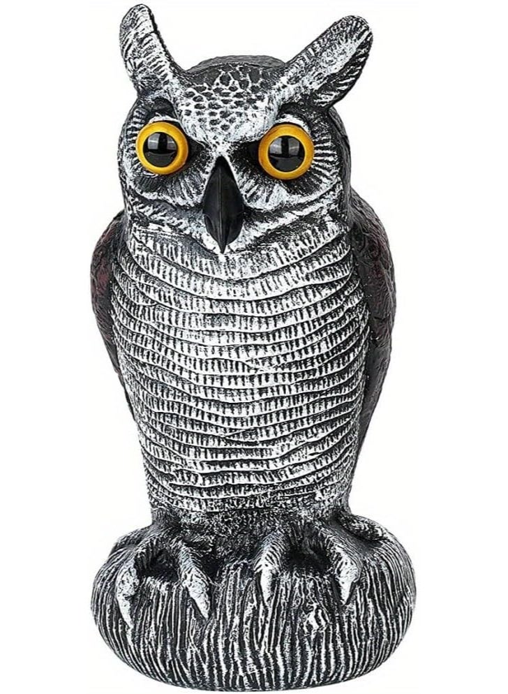 Beone Fake Horned Owl Bird Scarecrow Decoy, Plastic Owl Bird Deterrents, for Outdoor Garden Yard - Image 1