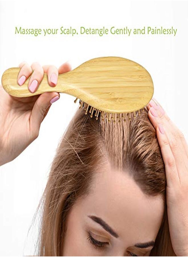 GAINWELL Bamboo Paddle Hair Brush - Bamboo Bristles Detangling Hairbrush For Massaging Scalp  - Image 4