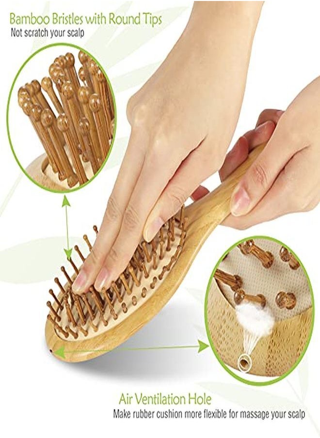 GAINWELL Bamboo Paddle Hair Brush - Bamboo Bristles Detangling Hairbrush For Massaging Scalp  - Image 2