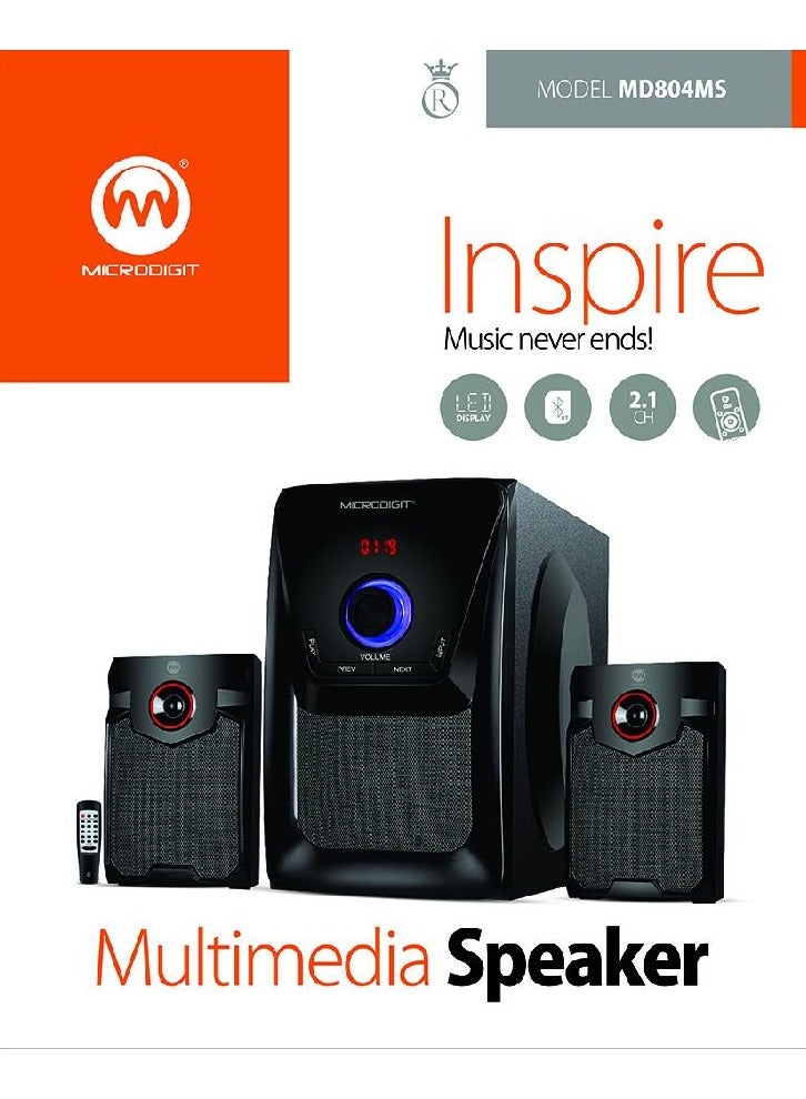 ميكرو ديجيت طقم مكبر صوت متعدد الوسائط بالبلوتوث من 4 قطع MD804MS - Image 1