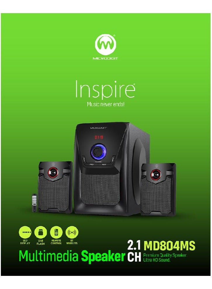 ميكرو ديجيت طقم مكبر صوت متعدد الوسائط بالبلوتوث من 4 قطع MD804MS - Image 3