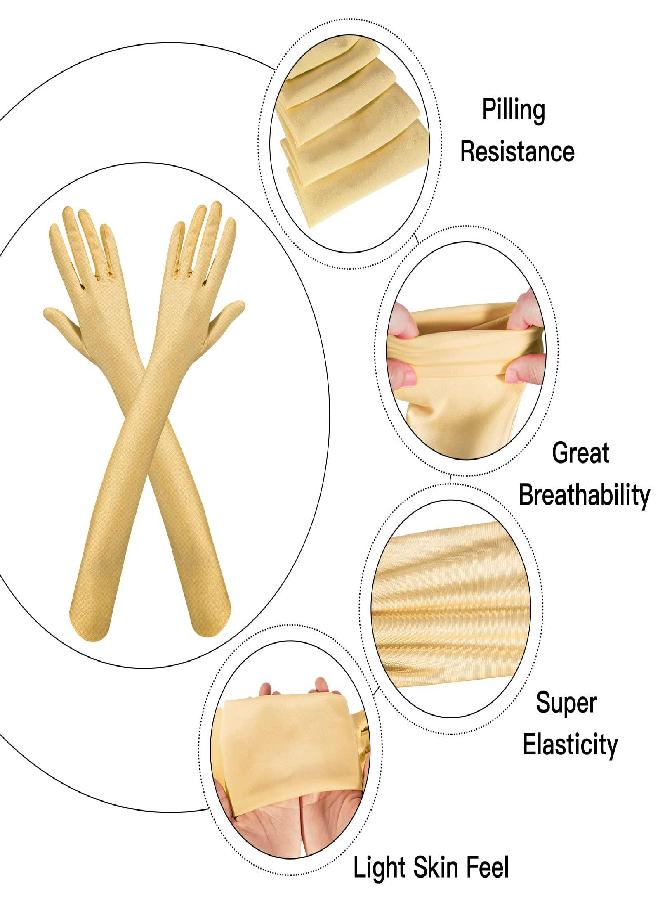 Lansian قفازات ساتان طويلة للنساء بطول 21 بوصة من لانسيا، قفازات زفاف للرقص، بطول كوع، زي أوبرا من عشرينيات القرن الماضي لحفلات المساء، ذهبية الشمبانيا - Image 3