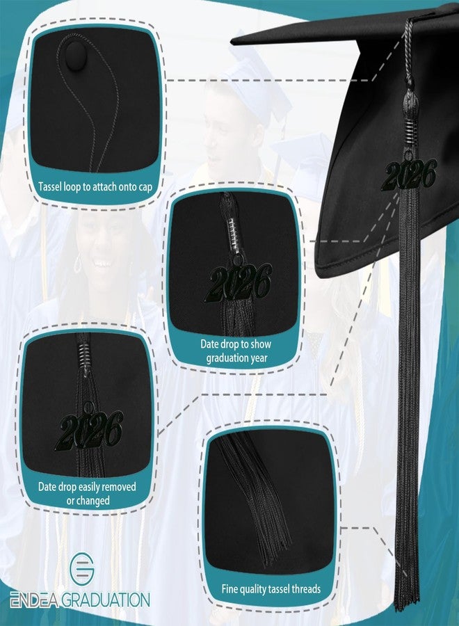 Endea Graduation شرابة تخرج إنديا بلون واحد مع قطرة تاريخ سوداء (أسود، 2026) - Image 3