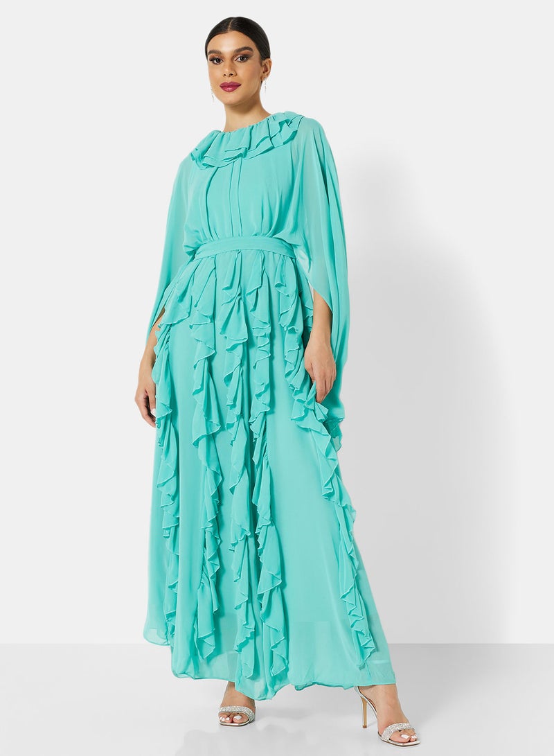 House of Moda Ruffle Detail Cape Sleeve Dress - Image 1