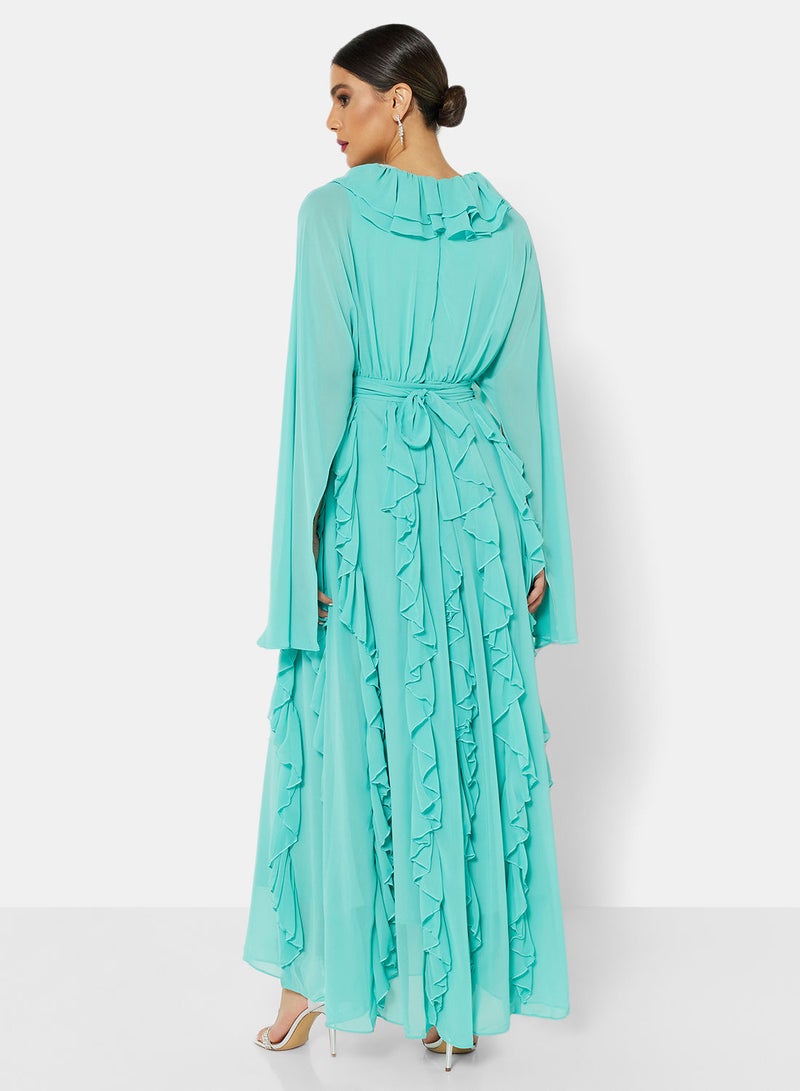 House of Moda Ruffle Detail Cape Sleeve Dress - Image 2