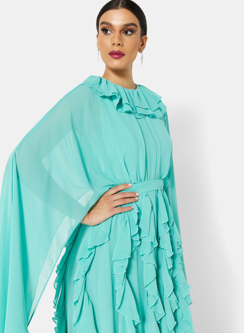 House of Moda Ruffle Detail Cape Sleeve Dress - Image 3
