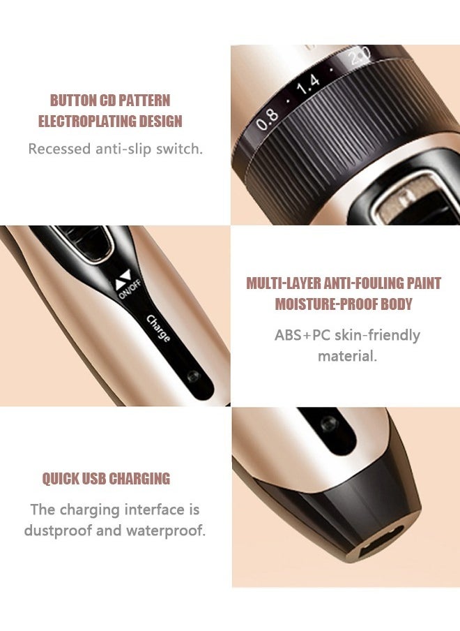 Beyond - Cordless Electric Beard Trimmer Set, Waterproof USB Rechargeable Shaver Razor for Men, Trimmer Grooming Kit for Beard Hair Ears and Nose (Golden) - Image 1