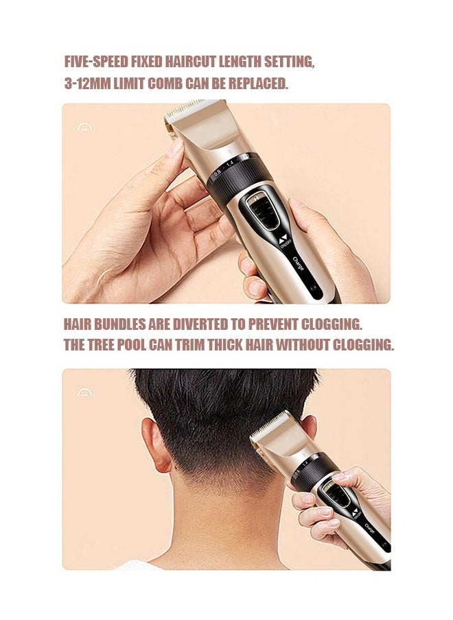 Beyond - Cordless Electric Beard Trimmer Set, Waterproof USB Rechargeable Shaver Razor for Men, Trimmer Grooming Kit for Beard Hair Ears and Nose (Golden) - Image 1