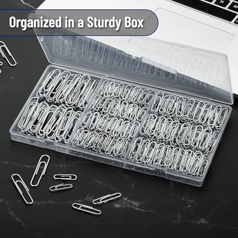 Paper Clips - 450 Pack Assorted Sizes, Silver, Large & Small Paper Clips - Image 4