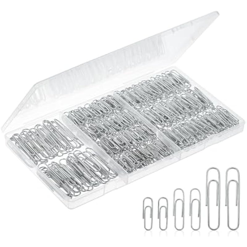Paper Clips - 450 Pack Assorted Sizes, Silver, Large & Small Paper Clips - Image 1