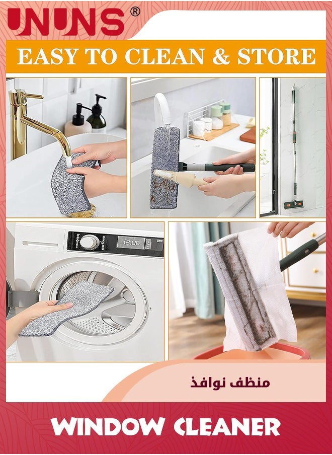 Window Cleaner Tool,3-In-1 Window Cleaner Kit With 2 Absorbent Microfiber Cloths And Scraper,Household Squeegee Extendable 144cm,Window Washing Kits For Mirror Glass