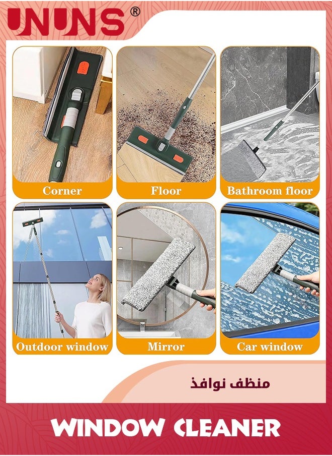 Window Cleaner Tool,3-In-1 Window Cleaner Kit With 2 Absorbent Microfiber Cloths And Scraper,Household Squeegee Extendable 144cm,Window Washing Kits For Mirror Glass