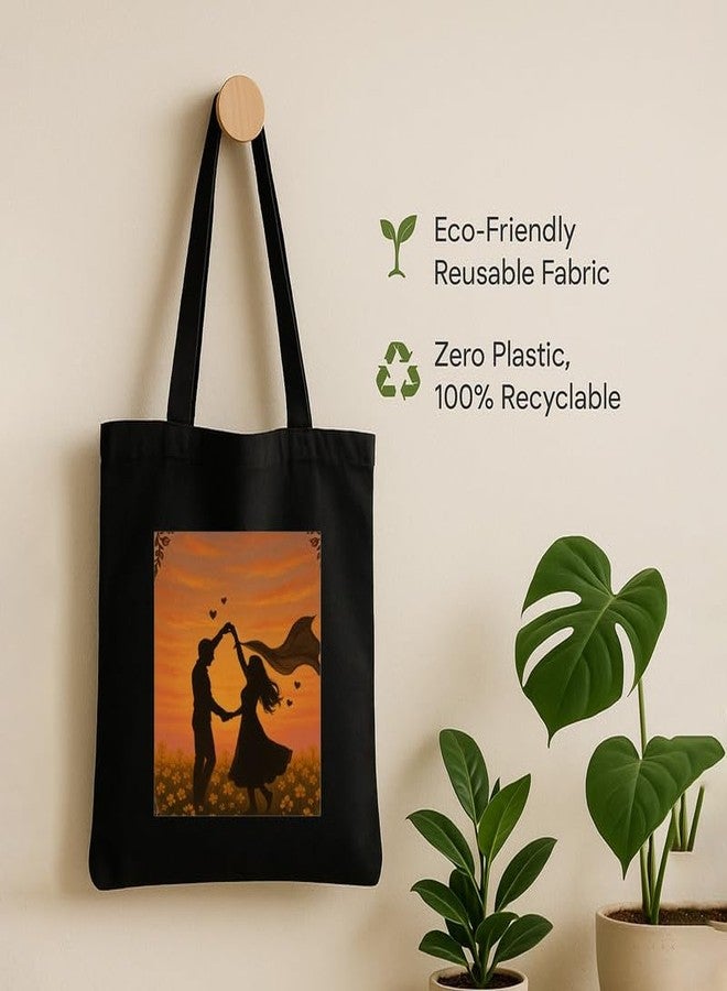 Megrok Romantic Field Tote Bag for Women | Front A4 Size Printed Pocket | 16x14 Inch Cinematic Cotton Bag | Film Studies Student Essential - Image 5